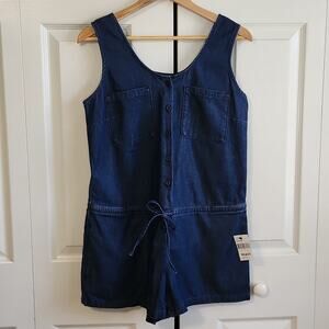 Mavi Women's Krista Rinse Light Denim Romper Size SM Button Down‎ Tie Waist Y2K